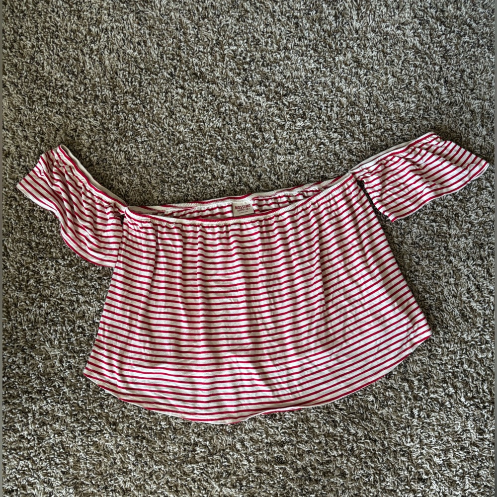 Mossimo Supply Co. Red and White Off-Shoulder Blouse